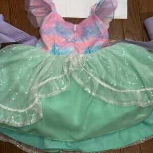 Oh Shana Handmade Mermaid Princess Dress 2T Sparkle Tulle Bow Built-In Petticoat